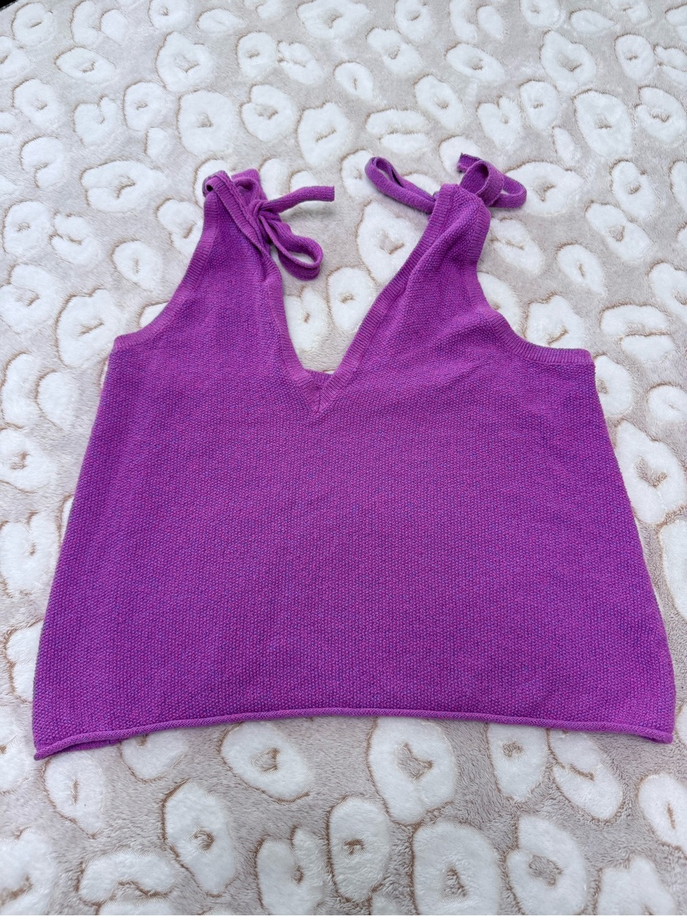 Free People Tie-Shoulder V-Neck Knit Tank in Bright Purple